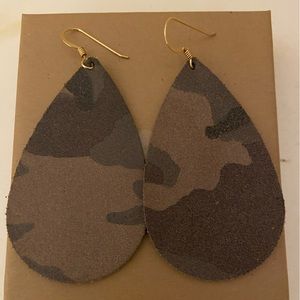 Nickel & Suede camo leather earrings